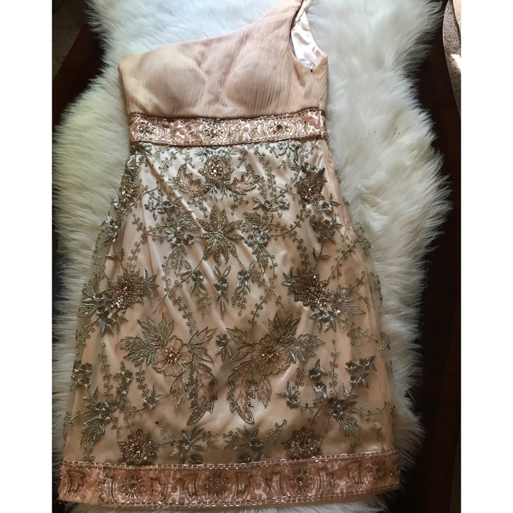 SOLD!! Sue Wong beaded one shoulder dress